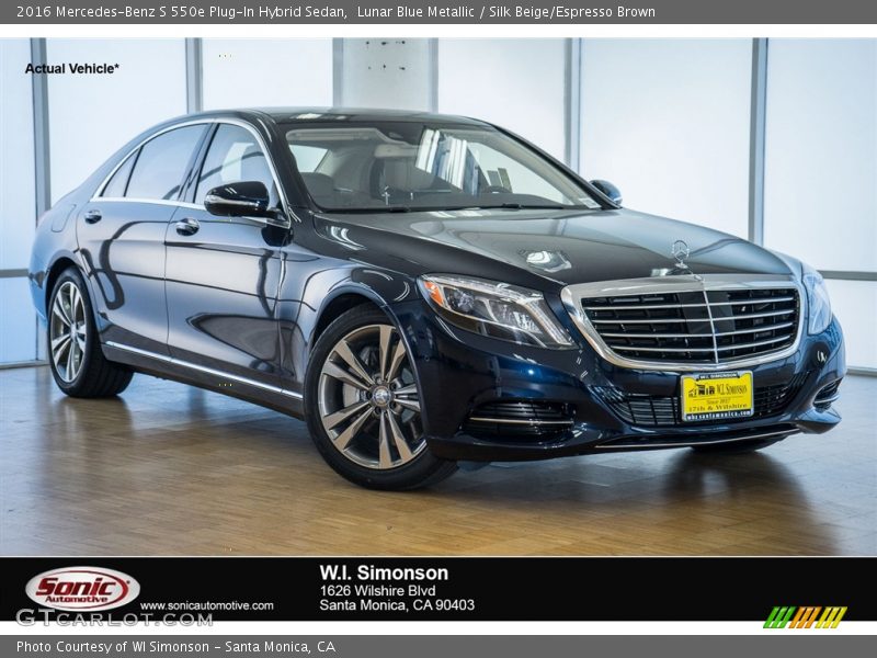 Lunar Blue Metallic / Silk Beige/Espresso Brown 2016 Mercedes-Benz S 550e Plug-In Hybrid Sedan