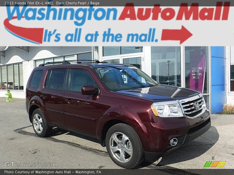 Dark Cherry Pearl / Beige 2013 Honda Pilot EX-L 4WD