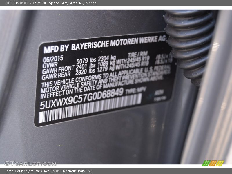 Space Grey Metallic / Mocha 2016 BMW X3 xDrive28i
