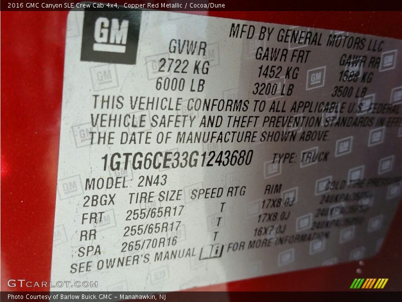 Copper Red Metallic / Cocoa/Dune 2016 GMC Canyon SLE Crew Cab 4x4