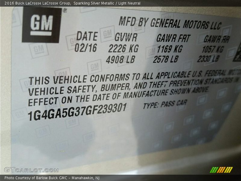 Sparkling Silver Metallic / Light Neutral 2016 Buick LaCrosse LaCrosse Group