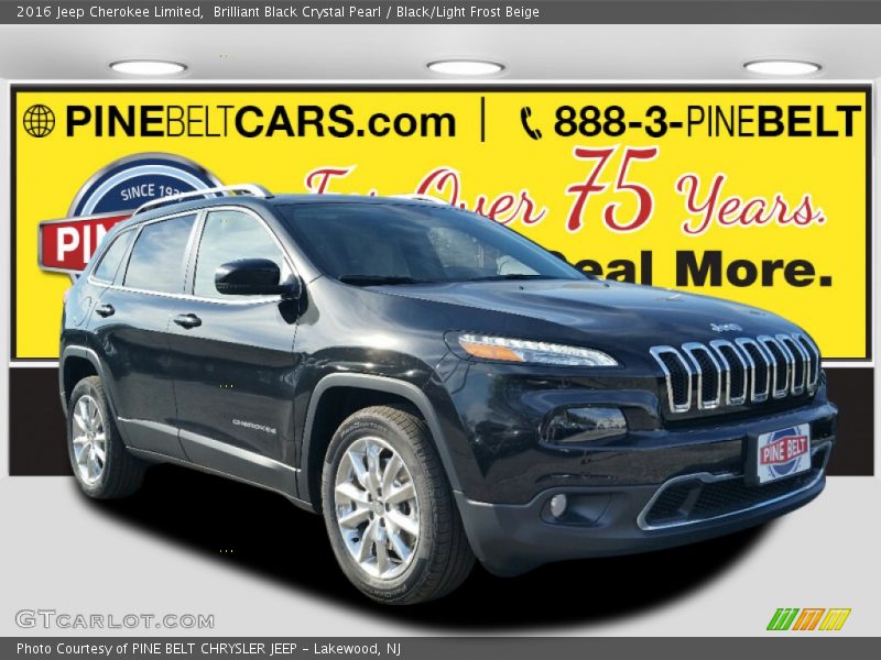 Brilliant Black Crystal Pearl / Black/Light Frost Beige 2016 Jeep Cherokee Limited
