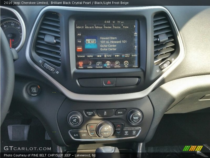 Brilliant Black Crystal Pearl / Black/Light Frost Beige 2016 Jeep Cherokee Limited