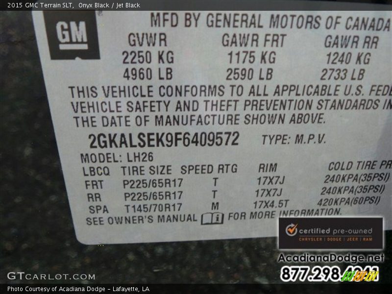 Onyx Black / Jet Black 2015 GMC Terrain SLT