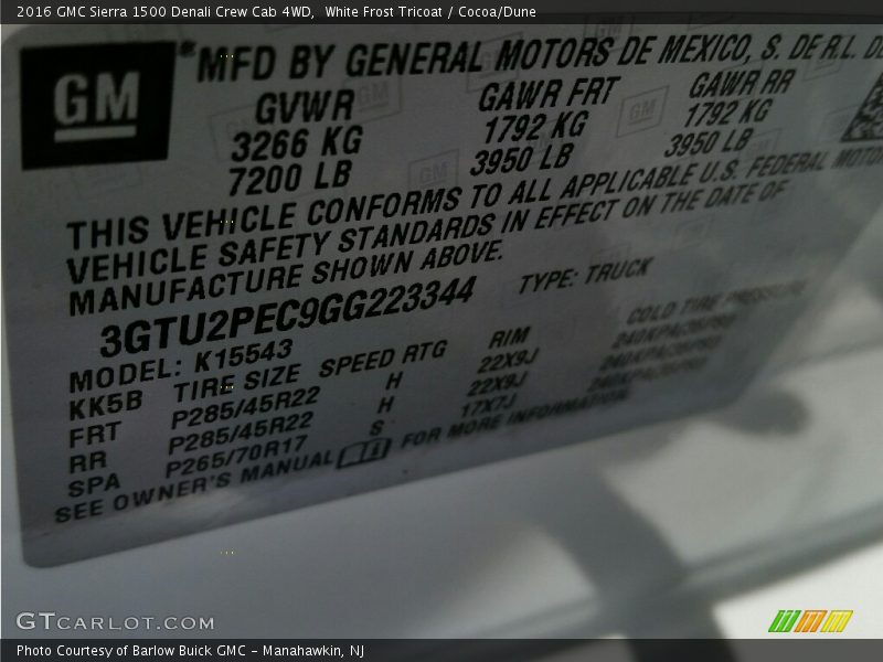 White Frost Tricoat / Cocoa/Dune 2016 GMC Sierra 1500 Denali Crew Cab 4WD