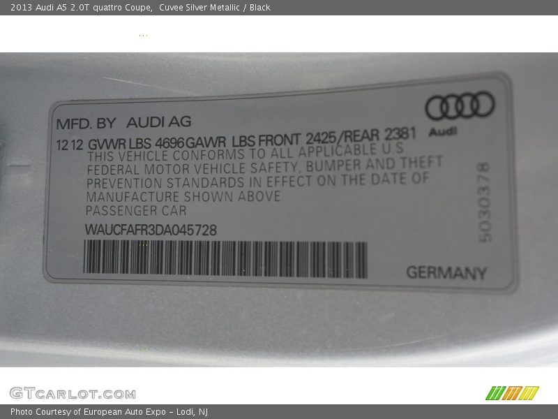 Cuvee Silver Metallic / Black 2013 Audi A5 2.0T quattro Coupe