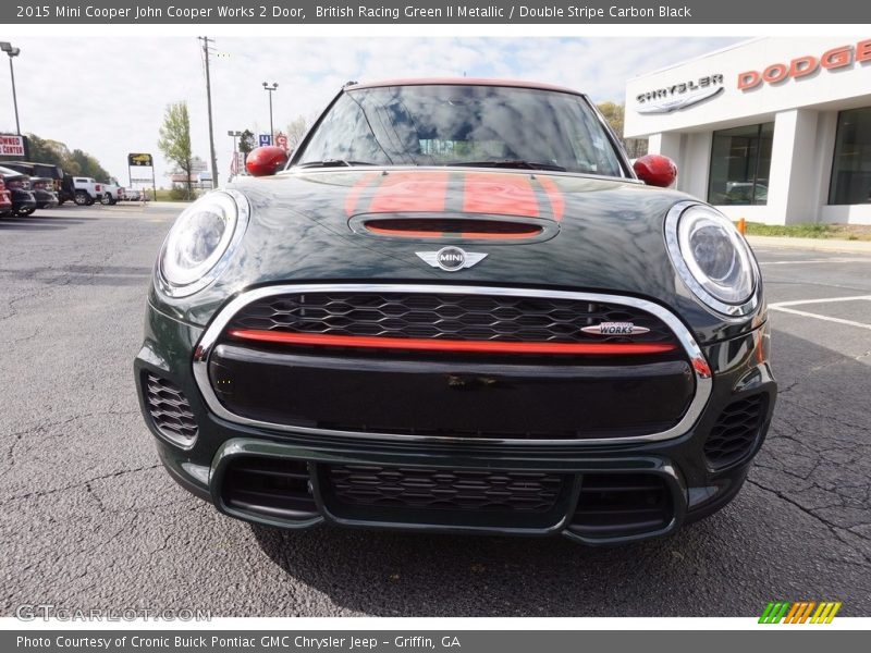 British Racing Green II Metallic / Double Stripe Carbon Black 2015 Mini Cooper John Cooper Works 2 Door