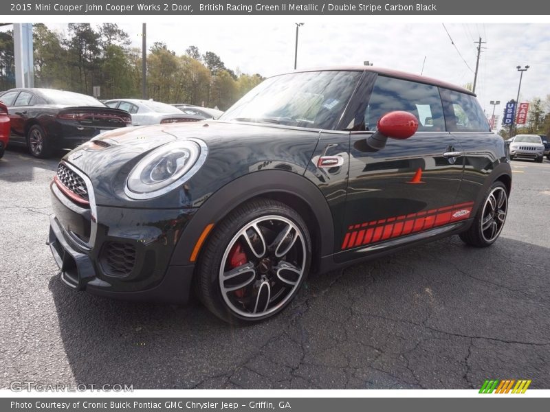 British Racing Green II Metallic / Double Stripe Carbon Black 2015 Mini Cooper John Cooper Works 2 Door
