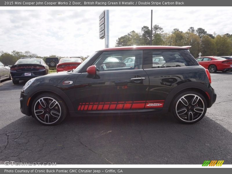 British Racing Green II Metallic / Double Stripe Carbon Black 2015 Mini Cooper John Cooper Works 2 Door