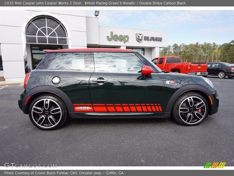 British Racing Green II Metallic / Double Stripe Carbon Black 2015 Mini Cooper John Cooper Works 2 Door