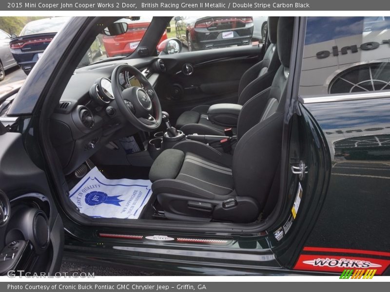 British Racing Green II Metallic / Double Stripe Carbon Black 2015 Mini Cooper John Cooper Works 2 Door