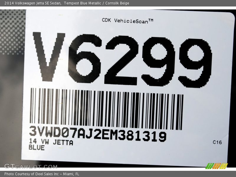 Tempest Blue Metallic / Cornsilk Beige 2014 Volkswagen Jetta SE Sedan