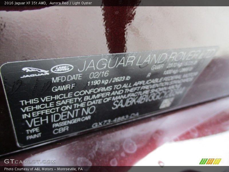 Aurora Red / Light Oyster 2016 Jaguar XF 35t AWD