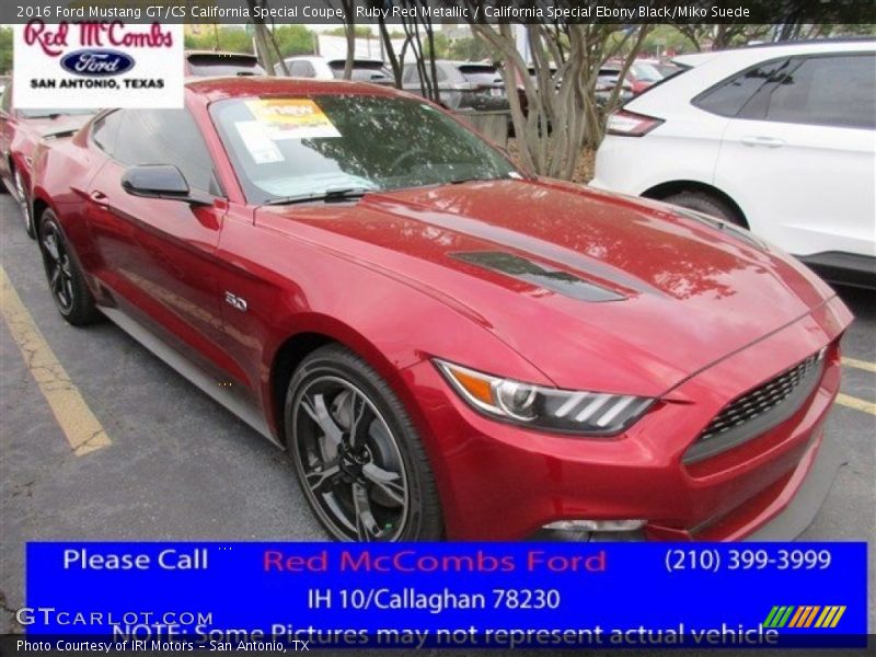 Ruby Red Metallic / California Special Ebony Black/Miko Suede 2016 Ford Mustang GT/CS California Special Coupe