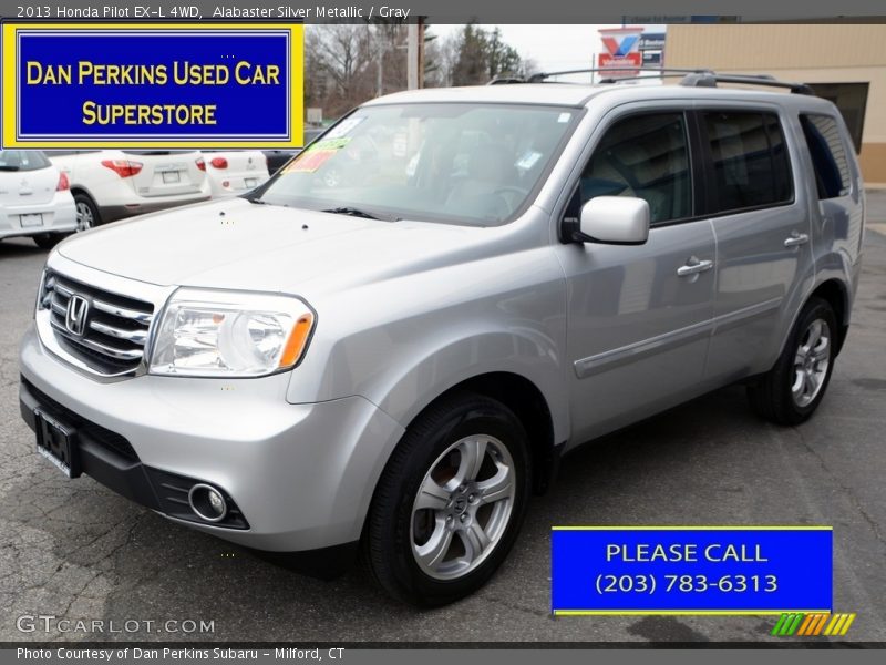 Alabaster Silver Metallic / Gray 2013 Honda Pilot EX-L 4WD