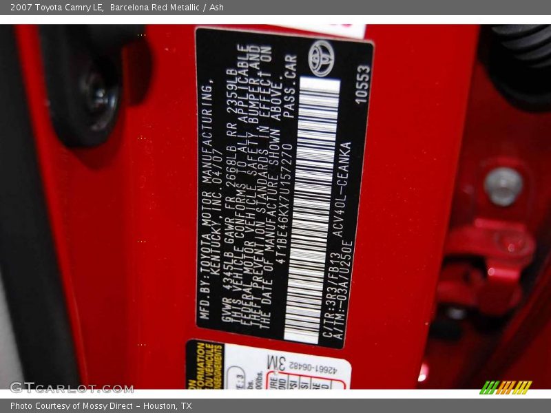 Barcelona Red Metallic / Ash 2007 Toyota Camry LE