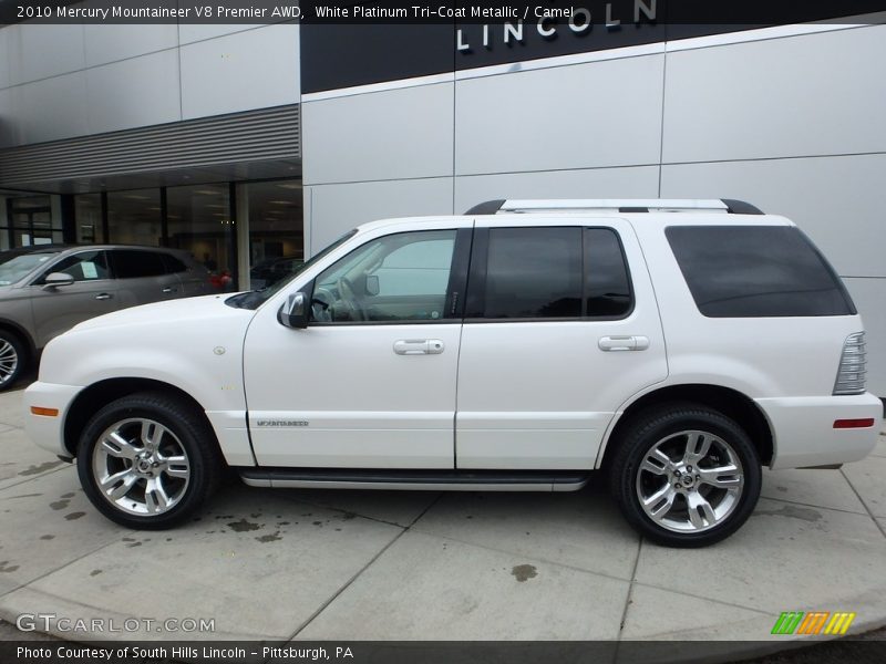 White Platinum Tri-Coat Metallic / Camel 2010 Mercury Mountaineer V8 Premier AWD