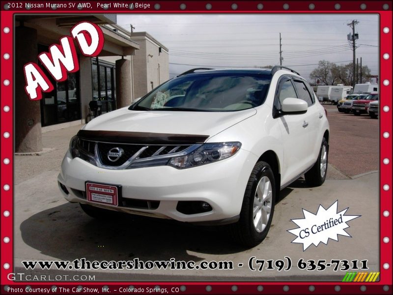 Pearl White / Beige 2012 Nissan Murano SV AWD