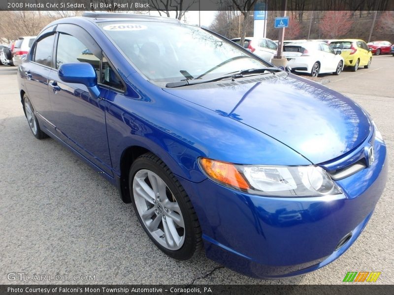 Fiji Blue Pearl / Black 2008 Honda Civic Si Sedan