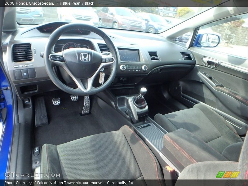 Fiji Blue Pearl / Black 2008 Honda Civic Si Sedan