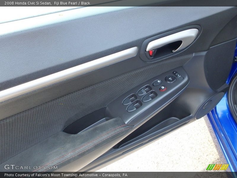 Fiji Blue Pearl / Black 2008 Honda Civic Si Sedan