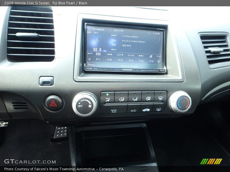 Fiji Blue Pearl / Black 2008 Honda Civic Si Sedan