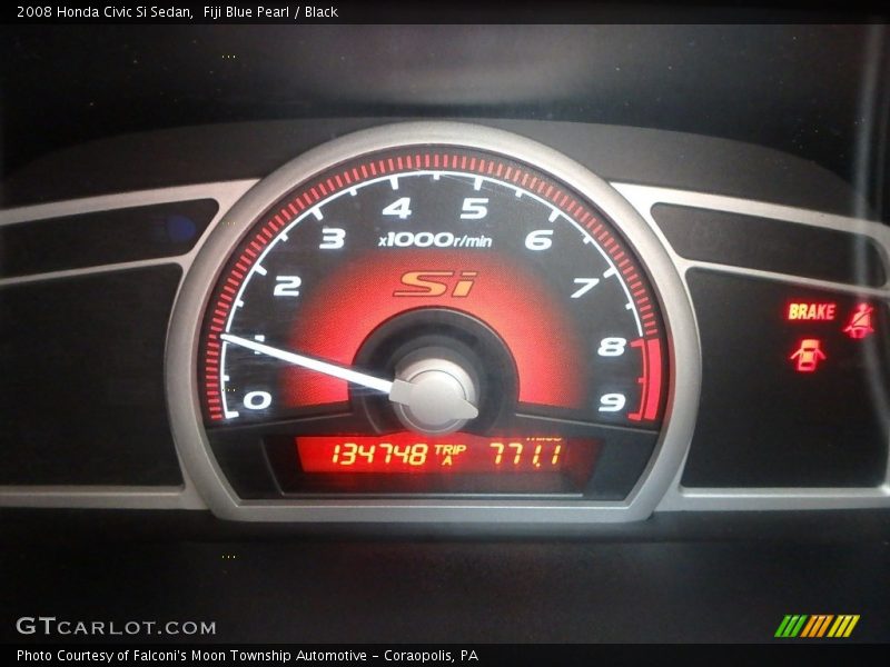 Fiji Blue Pearl / Black 2008 Honda Civic Si Sedan