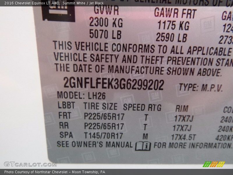 Summit White / Jet Black 2016 Chevrolet Equinox LT AWD