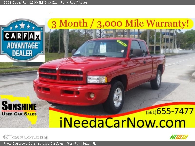 Flame Red / Agate 2001 Dodge Ram 1500 SLT Club Cab