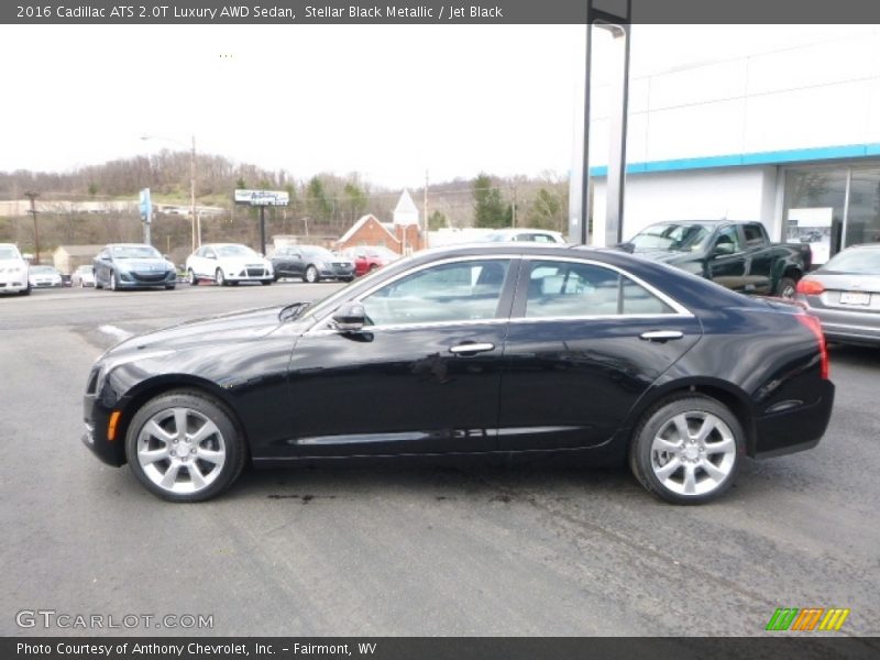 Stellar Black Metallic / Jet Black 2016 Cadillac ATS 2.0T Luxury AWD Sedan