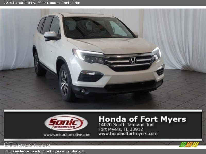 White Diamond Pearl / Beige 2016 Honda Pilot EX