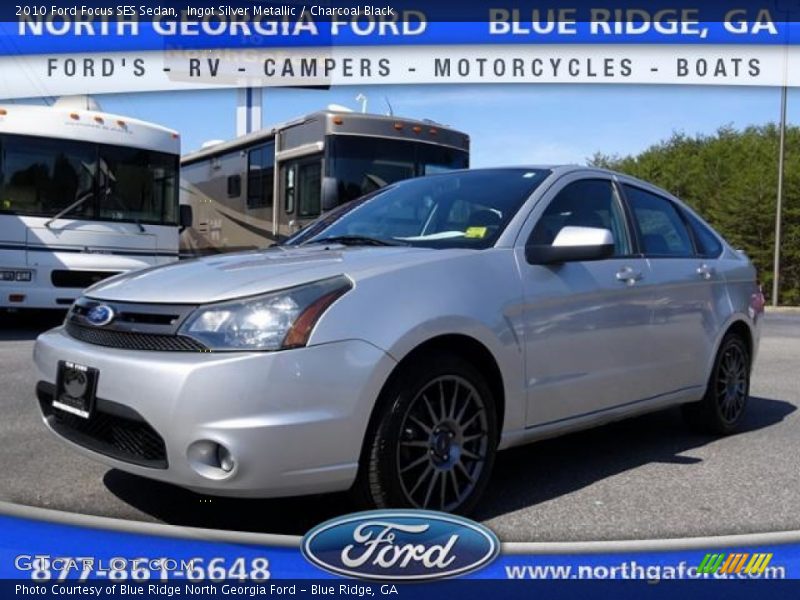 Ingot Silver Metallic / Charcoal Black 2010 Ford Focus SES Sedan