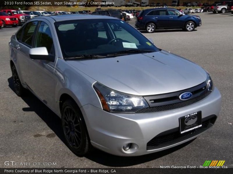 Ingot Silver Metallic / Charcoal Black 2010 Ford Focus SES Sedan
