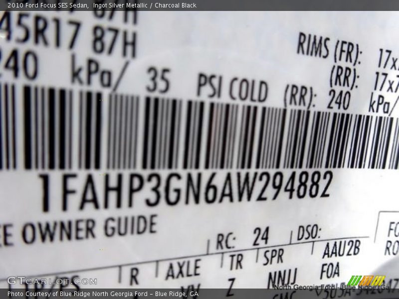 Ingot Silver Metallic / Charcoal Black 2010 Ford Focus SES Sedan