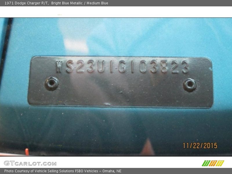 Bright Blue Metallic / Medium Blue 1971 Dodge Charger R/T