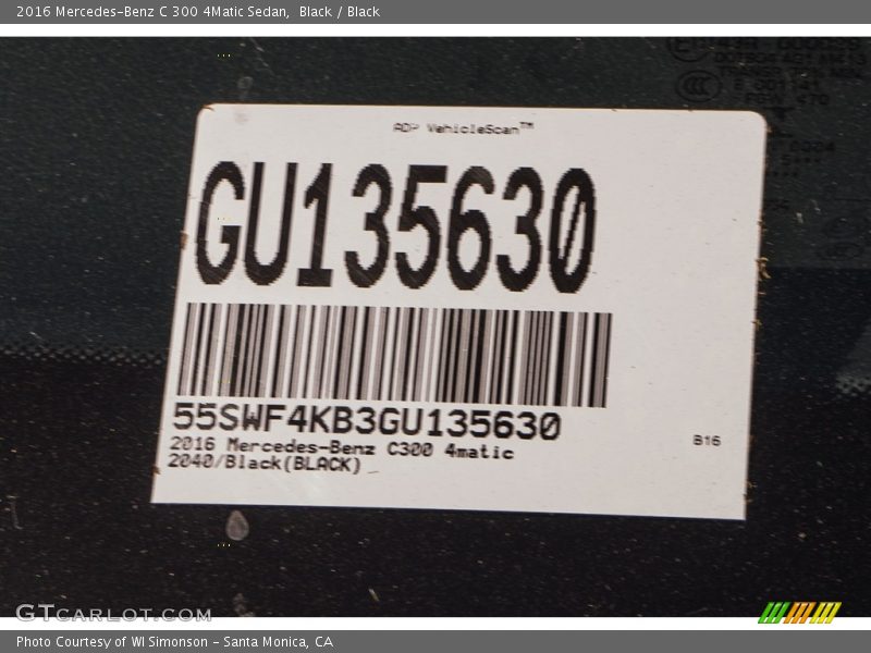 Black / Black 2016 Mercedes-Benz C 300 4Matic Sedan