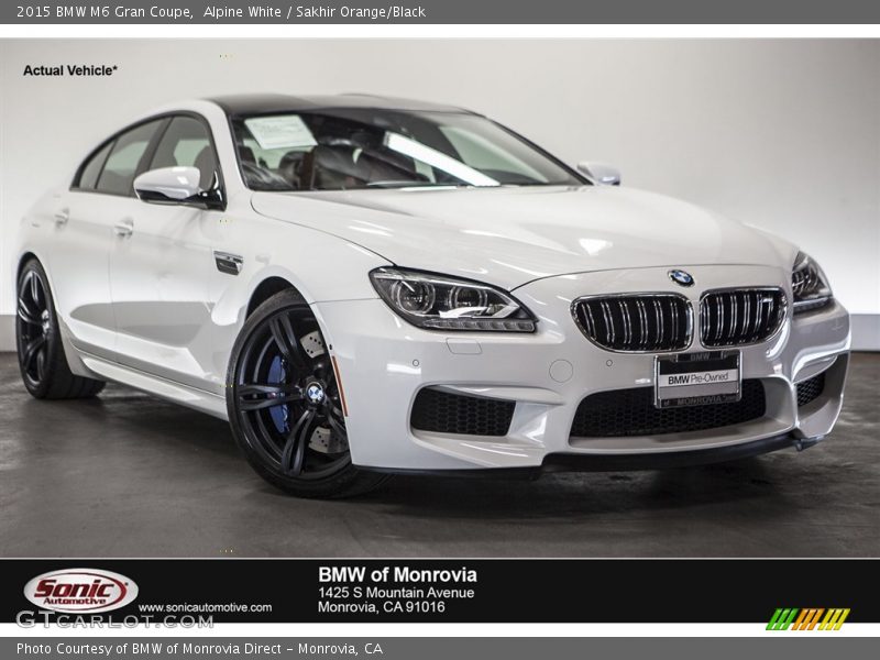 Alpine White / Sakhir Orange/Black 2015 BMW M6 Gran Coupe