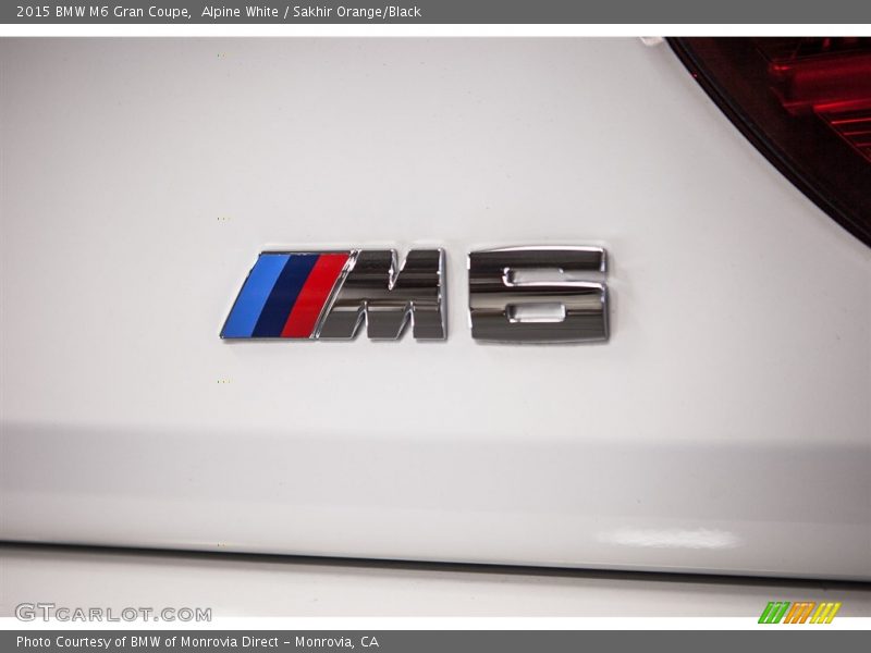 Alpine White / Sakhir Orange/Black 2015 BMW M6 Gran Coupe