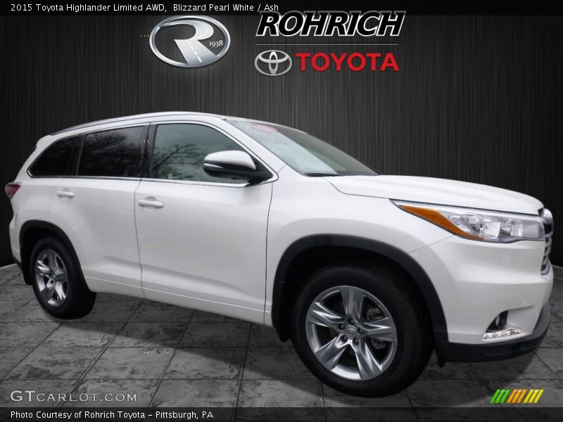 Blizzard Pearl White / Ash 2015 Toyota Highlander Limited AWD