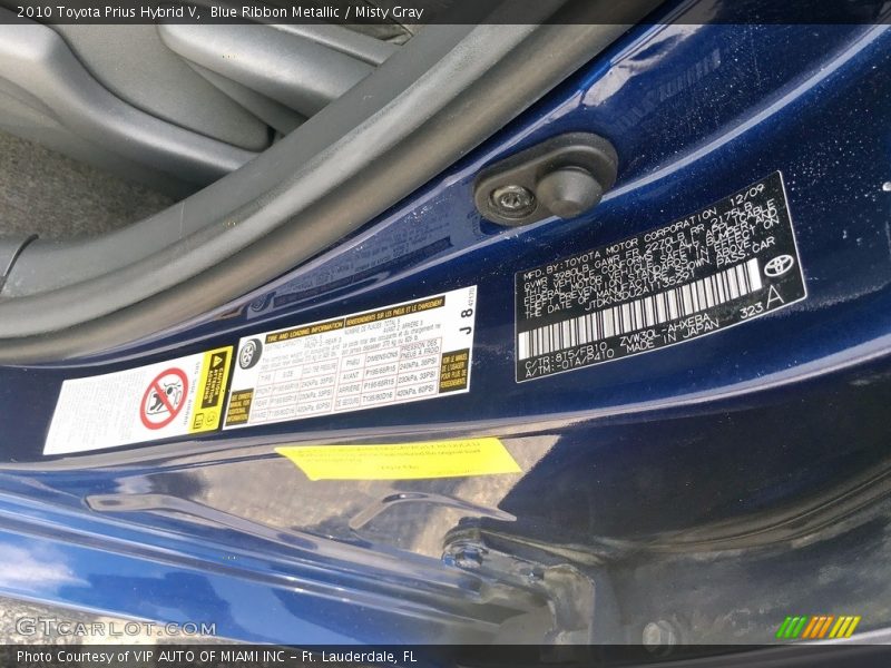 Blue Ribbon Metallic / Misty Gray 2010 Toyota Prius Hybrid V