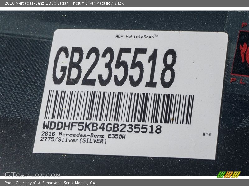 Iridium Silver Metallic / Black 2016 Mercedes-Benz E 350 Sedan