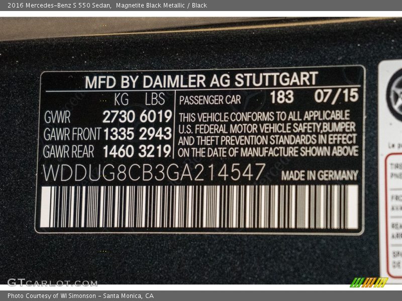 Magnetite Black Metallic / Black 2016 Mercedes-Benz S 550 Sedan