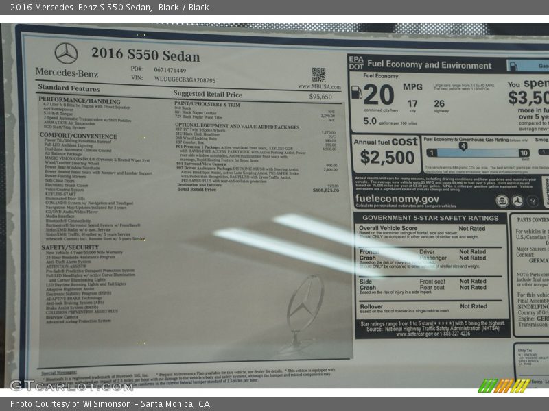 Black / Black 2016 Mercedes-Benz S 550 Sedan