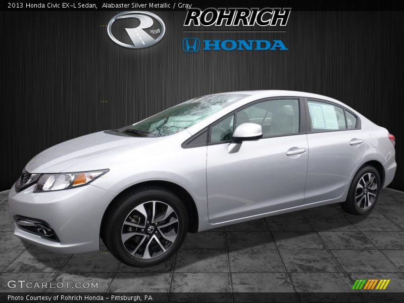 Alabaster Silver Metallic / Gray 2013 Honda Civic EX-L Sedan