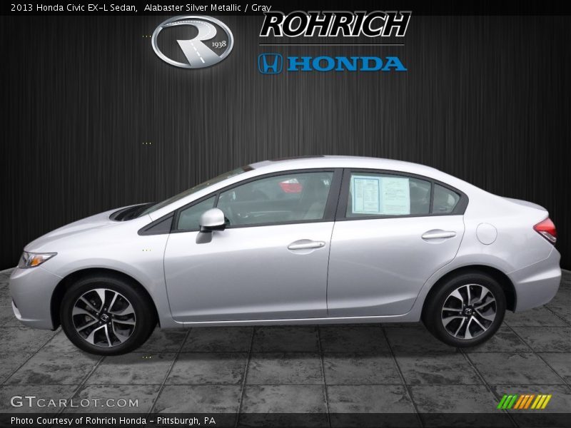 Alabaster Silver Metallic / Gray 2013 Honda Civic EX-L Sedan