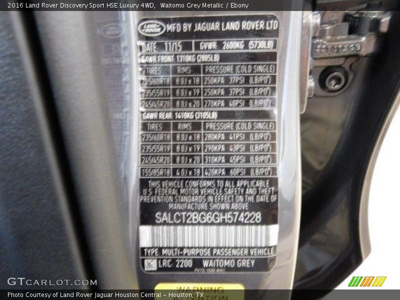 Waitomo Grey Metallic / Ebony 2016 Land Rover Discovery Sport HSE Luxury 4WD