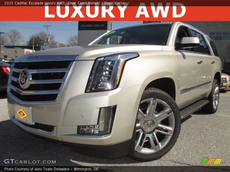 Silver Coast Metallic / Shale/Cocoa 2015 Cadillac Escalade Luxury 4WD