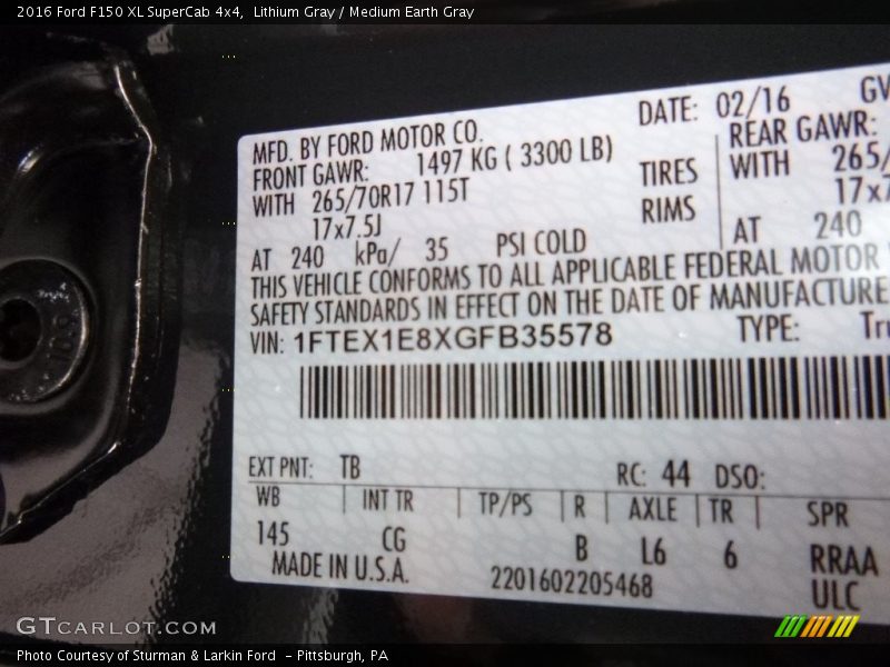 Lithium Gray / Medium Earth Gray 2016 Ford F150 XL SuperCab 4x4