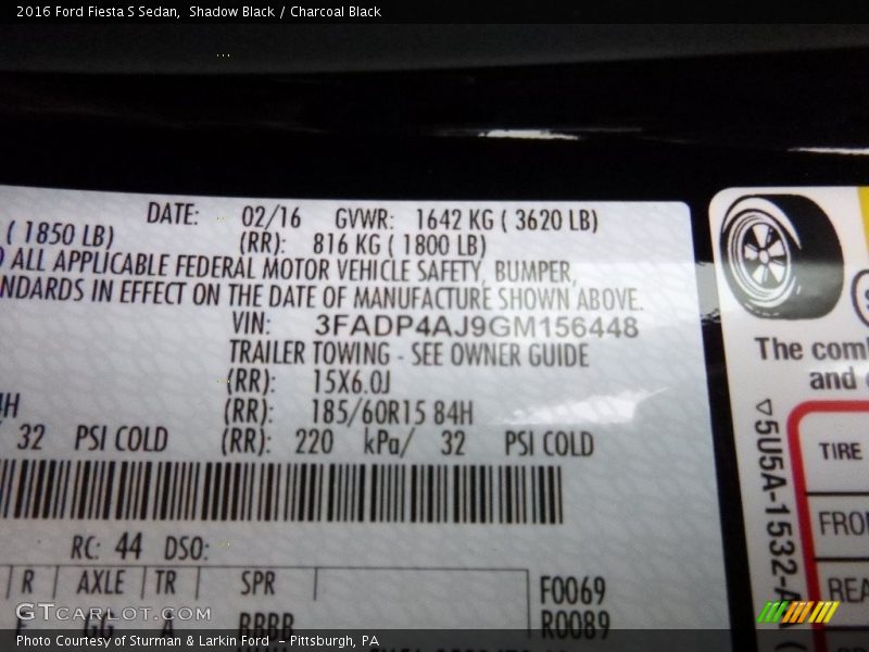 Shadow Black / Charcoal Black 2016 Ford Fiesta S Sedan