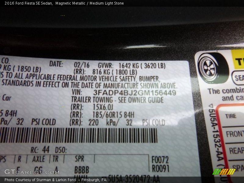Magnetic Metallic / Medium Light Stone 2016 Ford Fiesta SE Sedan